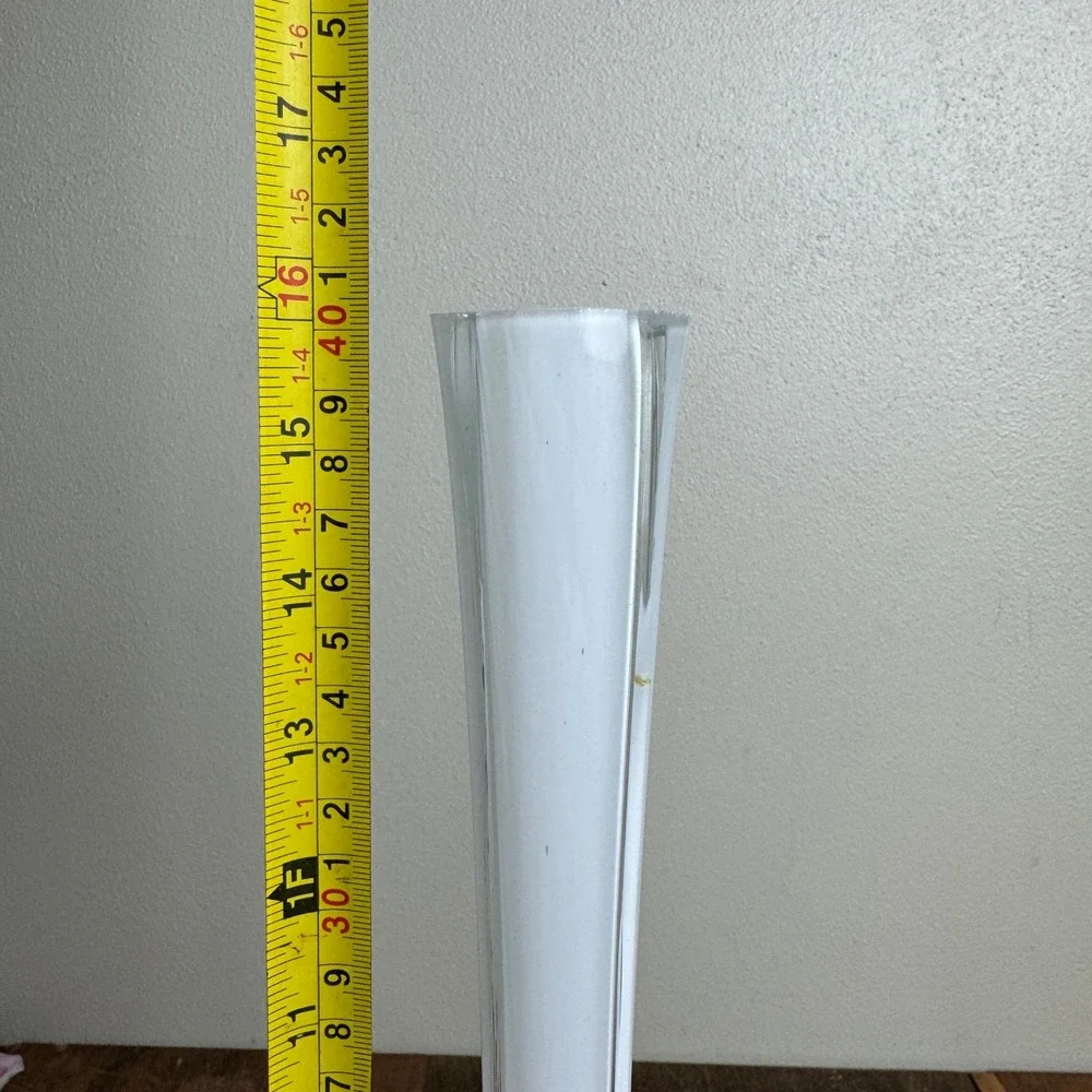 Vintage MCM Retro Tall White Cased Glass Bud Flower Vase‎ 16 inch Home Decor
